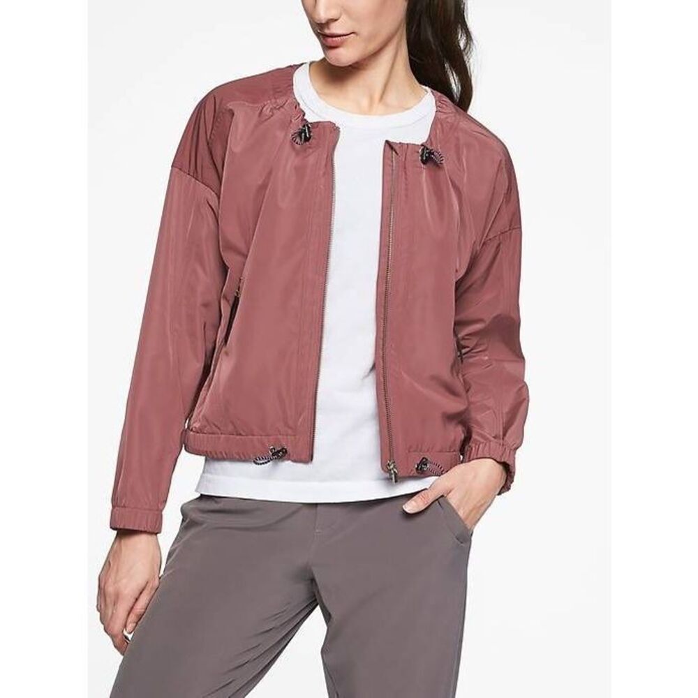 Athleta Chill Bomber Jacket Crushed Berry Large Outdoor Athleisure Spring Hiking